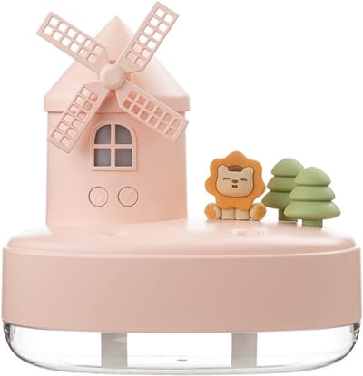 Luchtbevochtiger Windmolen - Mist Maker Sproeier - Decoratie Ornament - Dubbele Sproeikoppen - 650 ml - Roze
