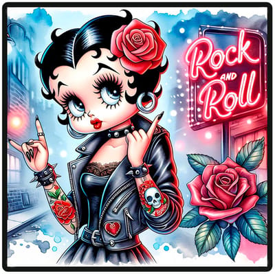 Signs USA - wandbord - dibond - Betty Boop - Rock n Rol - 35 x 35 cm