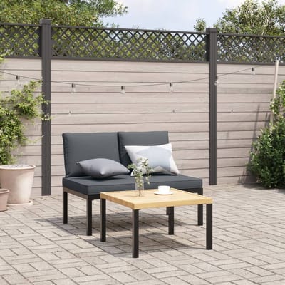 vidaXL - Tuinbank - met - kussens - aluminium - zwart