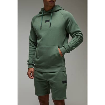 Regular Fit Man Active Hoodie & Short Tracksuit | Green | Size XS