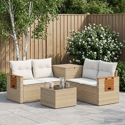 vidaXL - Bankstel - 6 - st - Beige - en - Crème - Wit - 55 - x - 55 - x - 37 - cm