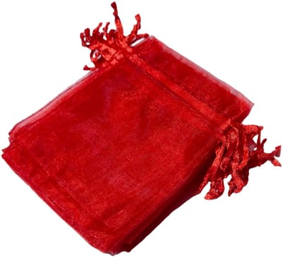 Prigta - Organza Zakjes Rood 7 x 9 cm - 50 stuks - Kleine Cadeauzakjes - Herbruikbaar - Voor Sieraden, Bedankjes & Kerst - Met Satijnen Trekkoord