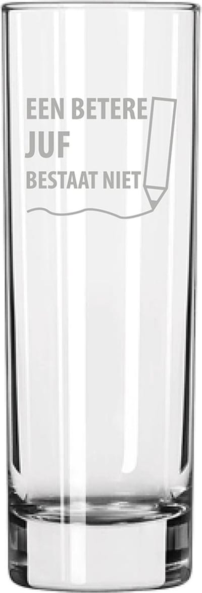 Gegraveerde longdrinkglas 22cl een betere juf bestaat niet