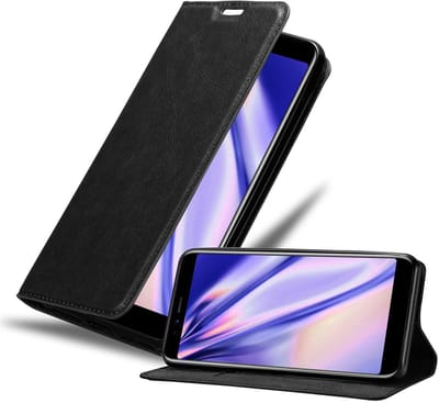 Cadorabo Hoesje geschikt voor Lenovo S5 in ZWARTE NACHT - Beschermhoes met magnetische sluiting, standfunctie en kaartvakje Book Case Cover Etui