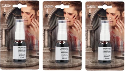 Boland Carnaval/Halloween nepbloed - 3x - spray - 28 ml - griezel/thema feesten - spetters en druppels