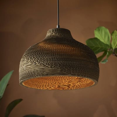 OSRAM hanglamp Decor Cardboard Hat bruin van golfkarton, lichtgewicht, E27, 360 mm diameter, lampenkap van gerecycled materiaal, duurzaam dankzij vervangbare lichtbron, eenvoudig te installeren