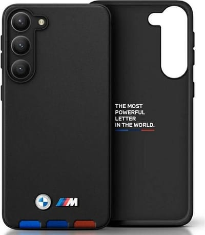 BMW M Line - Leather Stamp Tricolor Backcover hoesje - geschikt voor Samsung Galaxy A54 - Zwart
