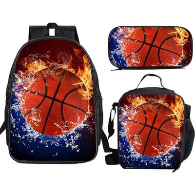 Eenvoudige grote basketbalrugzak voor basisschoolleerlingen, lunchtas voor groep 1-3, etui, kinderrugzak black