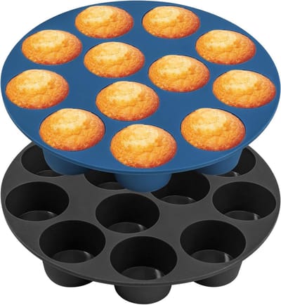 Mini Muffin Mould Silicone - 2 Stuks Kleine Cakevorm voor Airfryer, Perfect voor Cupcakes, Brownies en Pudding