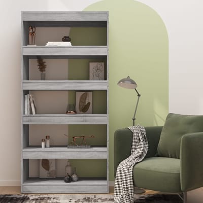 vidaXL - Boekenkast/kamerscherm - 80x30x166 - cm - bewerkt - hout - grijs - sonoma