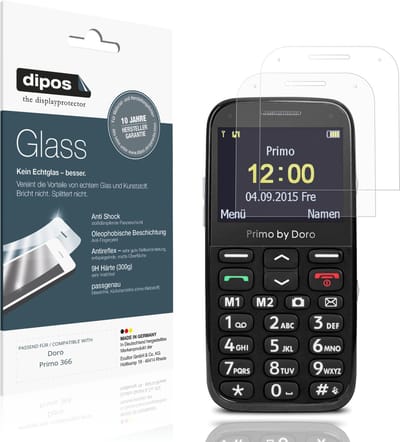 dipos – 2x Pantserfolie geschikt voor Doro Primo 366 | 9H Screenprotector