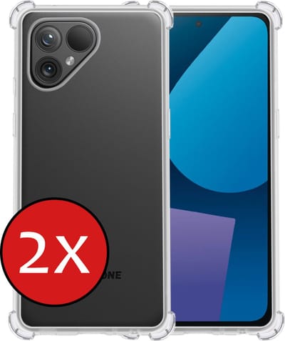 Hoesje - 2 Stuks - Geschikt voor Fairphone 5 - Sterk & Shockproof - Back Cover - Siliconen Case - Telefoon Hoes Shock Proof - Telefoonhoes - Transparant