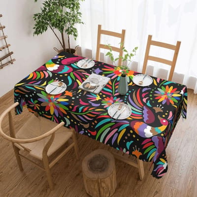 Traditioneel Mexicaans Kleurrijk Op Maat Gemaakte Rechthoekige Tafelkleed Oliebestendige Tafelhoes voor Diner Evenementen Tafelkleed 137x183cm