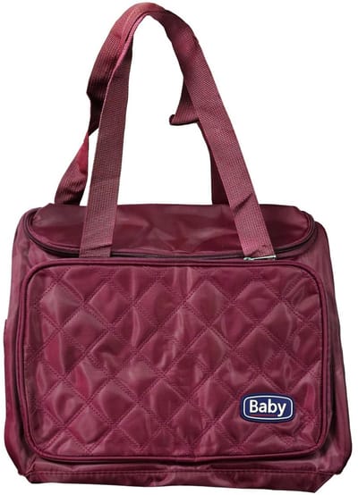 Luiertas - ook voor aan Kinderwagen – Multifunctionele Schoudertas & Handtas – Verstelbare Schouderband – Meerdere Vakken met Rits – Bourgogne – 36×31 cm 1 Stuks [DA00853]