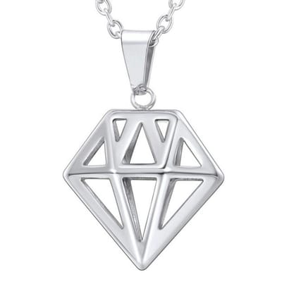 Mendes heren ketting Edelstaal Diamant Zilverkleurig