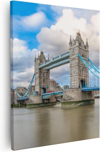Artaza Canvas Schilderij Londen - 40x50 cm - Wanddecoratie Tower Bridge - Muurdecoratie Stad - Kamer Accessoires
