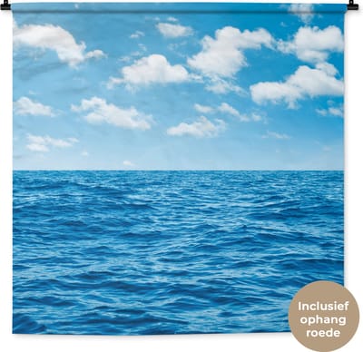 Wandkleed - Wanddoek - Zee - Wolken - Blauw - 150x150 cm - Wandtapijt