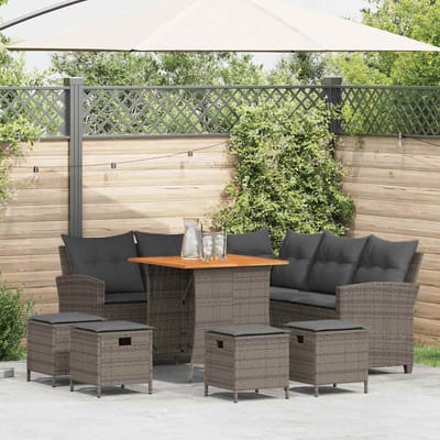 vidaXL - 6-delige - tuinbankset - met - kussens - L-vormig - grijs - polyrotan