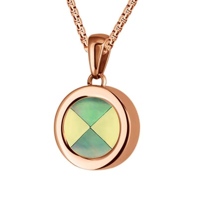 Quiges 12mm Mini Munt Hanger Rosékleurig RVS Glans met Schelp Multi Blokjes Munt en Box Ketting Ankerketting 42-46cm