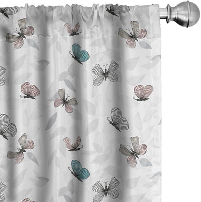 ABAKUHAUS Natur – Gordijnen 2-delige set 75x245 cm – Microvezel, halverduisterend, Wit, Poederblauw