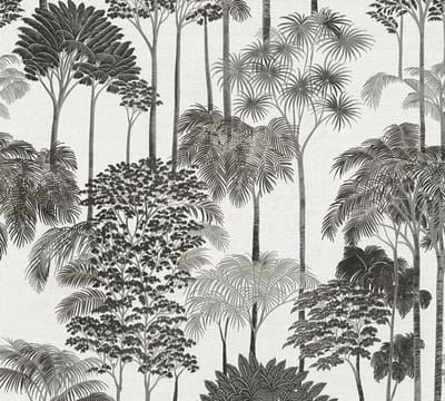 PALMBOMEN BEHANG | Botanisch - Grijs Zwart Wit - A.S. Création Cuba II