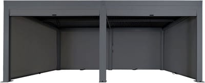 Pergola MCW-L46 met 6x zijwand, tuinpaviljoen lamellenrolgordijn, 11cm aluminium frame, stormvast 3x6m ~ antraciet