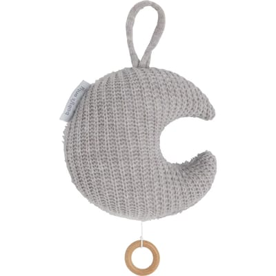 Baby's Only Gebreid baby Muziekdoosje - Muziekhanger maan Hope - Dusty Grey - Muziek speelgoed