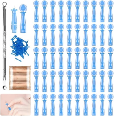 Set van 100 Steriele Pimple Needles en 100 Wegwerpcottonswabs voor Effectieve Blackhead Verwijdering, Ideaal voor Schoonheidssalons en Thuisgebruik