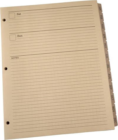 Wekelijkse Planner - Agenda Set - Alle Weersomstandigheden - Duurzaam Papier - 8.5 x 11 Inch - Bruin