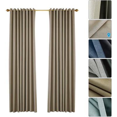 Rideaux occultants pour chambre à coucher, rideaux de pièce isolés à œillets pour salon, ensemble de 2 panneaux 39W X 51L in chameau