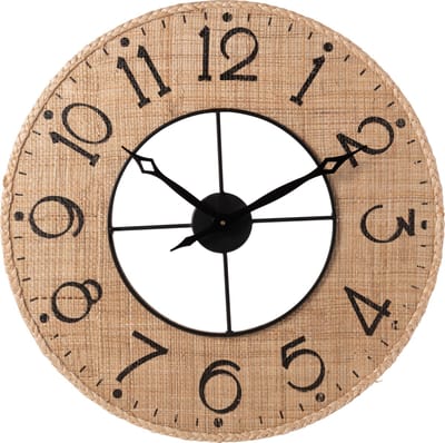 J-Line klok Sodi - hout - naturel/zwart - Ø 60 cm