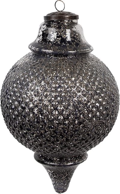 Clayre & Eef Kerstbal Overig Ø 16x27 cm Zwart Glas Kerstballen