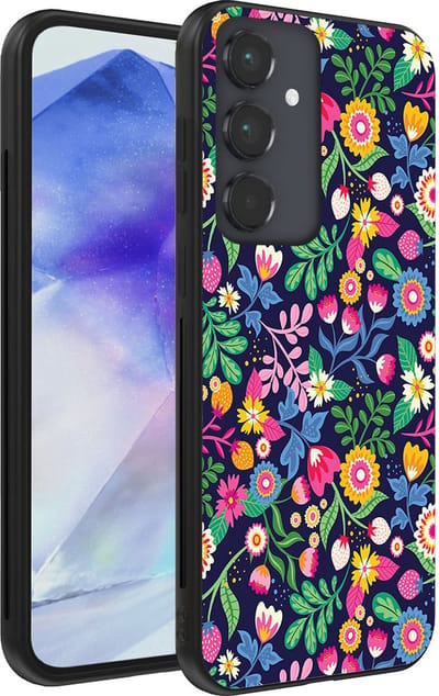 Smartphonica Telefoonhoesje geschikt voor Samsung Galaxy A55 met bloemen opdruk - TPU backcover case flower design geschikt voor Samsung Galaxy A55