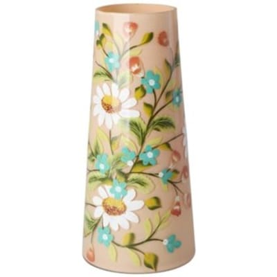 Rice glazen cilinder met handgeschilderde bloemen