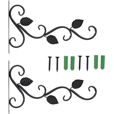 2 Stuks Europese Stijl Wandmontage IJzeren Kapstok Haak voor Bloempotten Tuindecoratie Ornament(Wit ) zwart