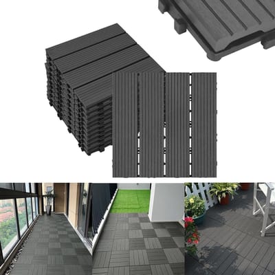 Terrastegels - Kunststof tegels - Tuin opknappen - Vorstbestendig weerbestendig - 30 x 30 cm - Antraciet