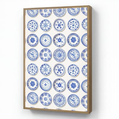 Wandlamp 70x100 cm - Oplaadbaar - Borden - Bloemen - Patroon - Blauw - Wandlampen binnen woonkamer - Slaapkamer lamp - Decoratieve nachtlamp - Vloerlamp draadloos