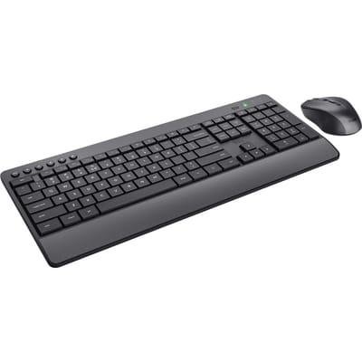 Trust Trezo Comfort - Draadloos Toetsenbord en Muis Set - Stille Toetsen - Polssteun - Draadloos - QWERTY US - Zwart