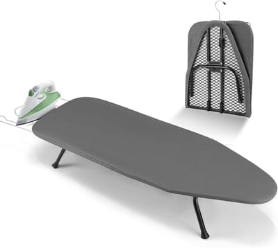 Mini Strijkplank Tafelmodel 81x31cm - Opvouwbaar - Met Ophanghaken - Voor Op Reis, Kast & Wasruimte