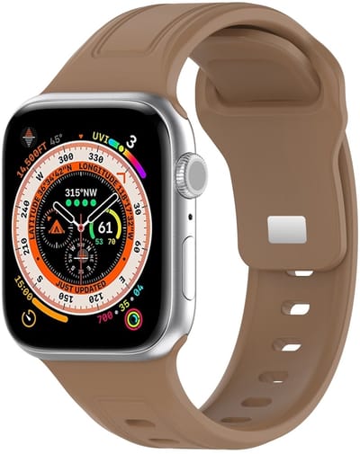 By Qubix - Geschikt voor Apple Watch bandje - Square siliconen band - Bruin - Geschikt voor Apple Watch 44mm / 45mm / 46mm / 49mm (Ultra 1,2 en 3)