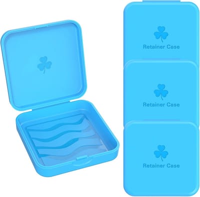 Beugeldoos voor tandprothesen en orthodontische apparaten - 4 stuks (blauw)