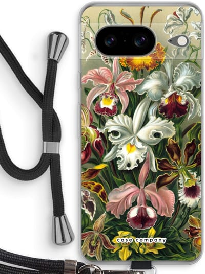 Case Company® - Hoesje met koord geschikt voor Google Pixel 8 hoesje met Koord - Haeckel Orchidae - Telefoonhoesje met Zwart Koord - Bescherming aan alle Kanten en Over de Schermrand