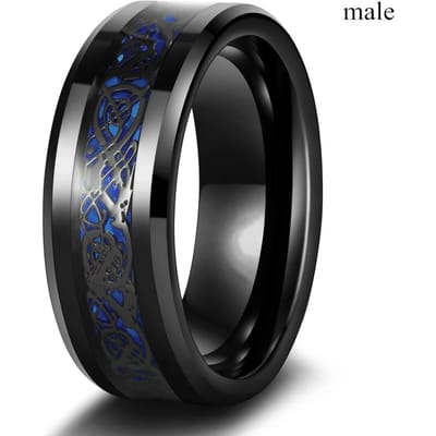 Charm Koppelringen Romantische Vrouwen Rode Strass Ringen Set Trendy Mannen Roestvrij Staal Keltische Draak Ringen Trouwring Sieraden 8 black