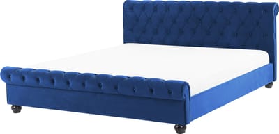 AVALLON - Tweepersoonsbed - Marineblauw - 180 x 200 cm - Fluweel