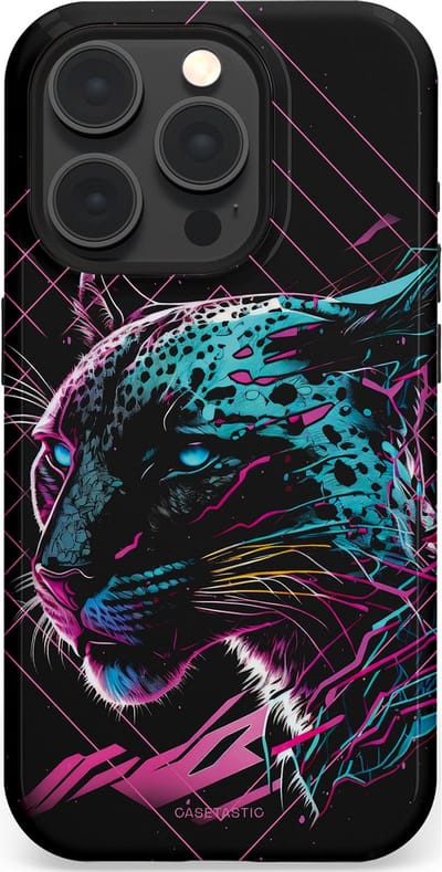 Casetastic hoesje geschikt voor Apple iPhone 15 Pro - MagSafe - Dubbellaagse bescherming - Neon Jager - Fashion Case - Zwart Petrol