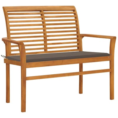 vidaXL - Tuinbank - met - taupe - kussen - 112 - cm - massief - teakhout