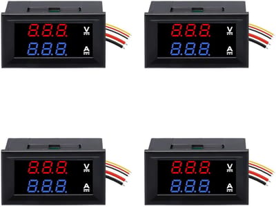 LED Voltmeter Ampèremeter - Spanning Stroom Tester - Paneel Meten - Digitaal Weergave - 0-100V 10A - Rood Blauw