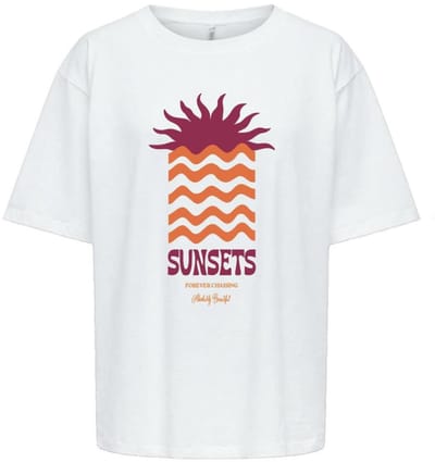 Only T-shirt Onlbira S/s Loose Tee Jrs 15393599 Cloud Dancer/sunset Dames Maat - S