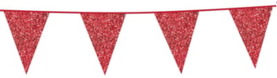 Glitter vlaggenlijn rood 6 meter.