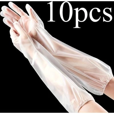 10 pcs Gants de Nettoyage de Cuisine Extra-Longs - PVC Durable, Légers et de Haute Qualité, Design Ergonomique pour une Utilisation Polyvalente lors de la Vaisselle